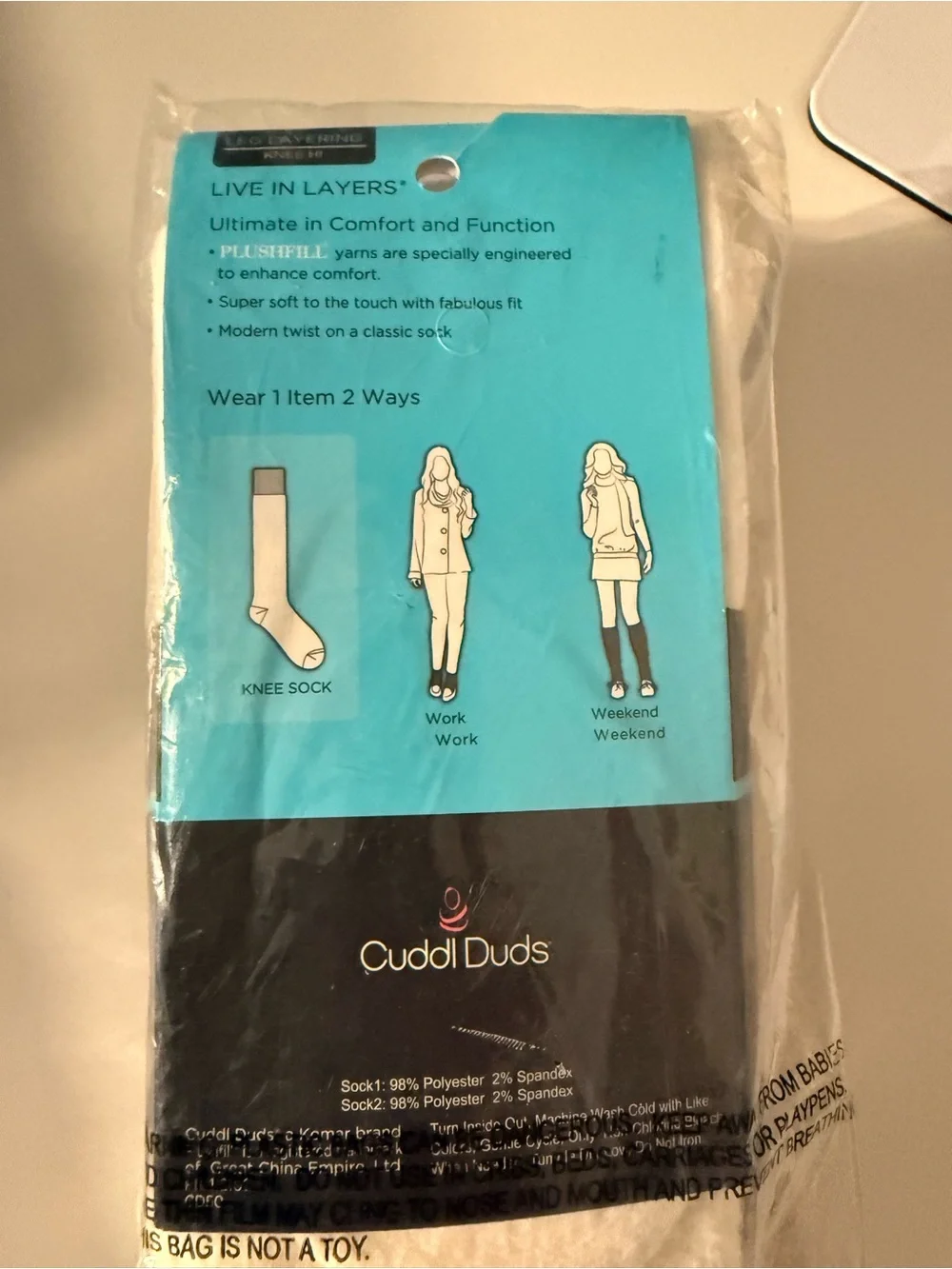 Cuddl Duds women’s  Plushfill Leg Layering Socks - Gray